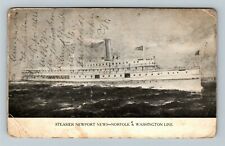 Steamer Newport News Norfolk & Washington Line c1907 Vintage Souvenir Postcard picture
