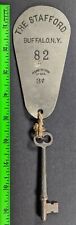 Antique The Stafford Buffalo New York Hotel Metal Room Key & Fob picture