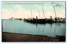 c1910's The Harbor Private Yachts And Sound Steamer Newport RI Antique Postcard picture