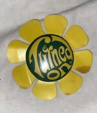 Woodstock Era 1960’s 1970’s Turned On Hippie Pinback Paper Yellow Petal Button picture