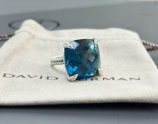 David Yurman Sterling Silver 20mm Chatelaine Hampton Blue Ring & Diamonds sz 6 picture