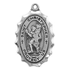 Saint Christopher Sterling Silver Medal Size 1.125 in Dia with 24 in Chain picture
