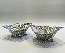 Pair of Antique Theodore Starr Sterling Silver Pierced Filigree Footed Bowls picture