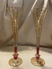 Gorgeous Vintage , handmade, handpainted, champagne, flutes picture