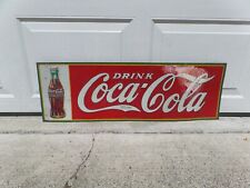 Vintage Original 1932 Drink Coca Cola Soda Pop Embossed Metal Advertising Sign picture