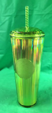 Starbucks Lime Green Yellow Travel Tumbler 24 Oz Venti Cup + straw 2023 picture
