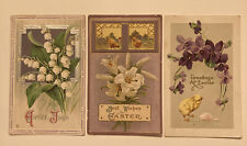 Vintage Lot Of 3 Unused Easter Postcards Early 1900’s Chick Lillies USA picture