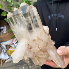 4.2lb Natural Clear White faden Quartz Crystal Cluster Rough Healing Specimen picture