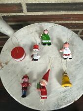 Vintage Lot Of Christmas Ornaments Wooden Holiday Decorations Hanging Xmas Gift picture