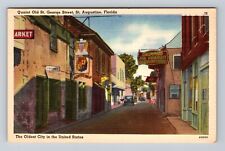 St Augustine FL-Florida, Quaint Old St George Street, Vintage Postcard picture
