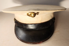 VINTAGE 1920's -30's USMC MARINE CORPS WHITE CAP with EARLY BRASS EGA picture