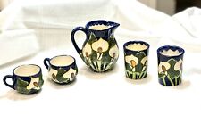 Mexican Folk Art Pottery - Hand Painted Set - Calla Lillies picture