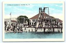 NORFOLK, VA Virginia ~ BATHING at LYNNHAVEN Big Slide ~ c1920s Kropp Postcard picture