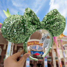 Green Sequin Bow Exclusive Rare Disney Parks Minnie Ears Headband 2023 Edition picture