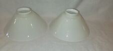 Set Of 2 Vtg White Cased Glass Lamp Shade Cone Industrial Pendant 9 7/8
