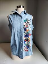 Vintage 90s Jerry Leigh Mickey Unlimited Sleeveless Denim Hipster Jean Shirt picture