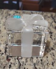 Vintage Tiffany & Co Crystal Gift Box Paperweight Frosted Bow Excellent Conditon picture