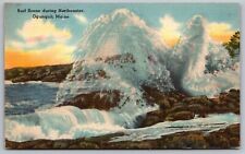 Surf Northeaster Ogunquit Maine Shoreline Oceanfront Ocean Coast VNG Postcard picture