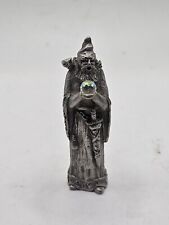 Vintage 1987 Wizard With Owl And Crystal Ball Pewter Figurine picture