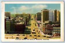 Winnipeg Manitoba Canada Postcard Portage Avenue Main St. c1940 Vintage Antique picture