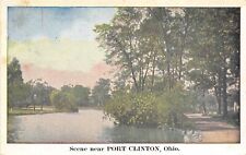 Port Clinton Ohio 1920-30s Greetings Postcard Stream Path Trees picture