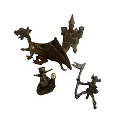 Vtg Spoontiques Pewter Dragon Figure Treasure Chest Jewels Fantasy DND Mystical picture