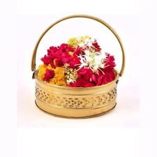 Fashtales Handicrafts Brass Flower Basket | Pooja Basket with Handle | Dolchi  picture