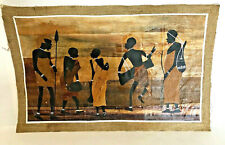 Vintage African Tribal Family Portrait Wood Strips on Burlap Large Rare picture