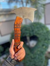 CUSTOM HANDMADE HIGH CARBON STEEL TOMAHAWK AXE HAND FORGED CAMPING HATCHET AXE picture