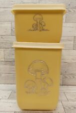 VTG Blisscraft Etched 3 Mushroom Retro Food Storage Canister Lids Harvest Gold   picture