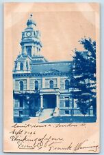 London Ohio OH Postcard RPPC Photo Courthouse Building Cyanotype 1906 Antique picture