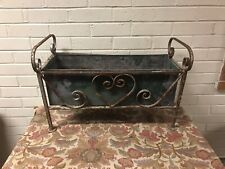 ANTIQUE VTG ORNATE METAL PLANTER W/METAL INSERT 23 X 11.5 X 16” TALL picture