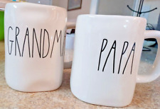 SET OF 2 Rae Dunn GRANDPARENT Mug Cup White  AUTHENTIC  VINTAGE COLLECTION GIFT picture