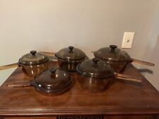 VTG 10 Piece Lot of Corning Visions Corningware Pyrex Amber Glass Cookware picture