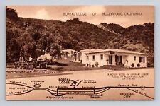 Postcard Hollywood CA California Portal Lodge Motor Hotel Motel Map Cahuenga picture