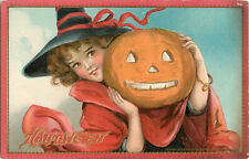 Embossed Tuck Halloween Postcard Hallowe'en Series 174 Brundage Pretty Witch JOL picture