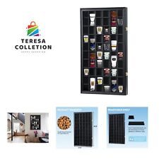 52 Slots Shot Glass Display Case with Lockable Door, Solid Wood Cabinet Colle... picture
