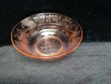 Vntg Pink Depression Glass Serving Bowl Floral Pattern 8.5”D picture