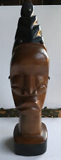 African Carved Fetish Figurine Sculpture Statue Wood Nails Elongated Neck Base picture