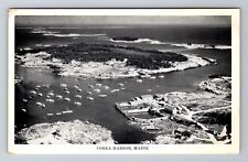 Corea Harbor ME-Maine, Aerial Moored Lobster Boats, Coastline, Vintage Postcard picture