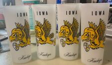 Vintage Iowa Hawkeyes Highball Glasses Classic Herky Hawk Design Set Of 4 picture