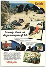 1950s EASTMAN KODAK CAMERA COLOR FILM BEACHSIDE OCEAN ACTIVITIES PRINT AD Z4291 picture