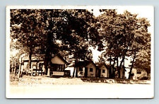 1941 RPPC Postcard Gladstone MI Michigan Twin Oaks Cabins Real Photo AZO picture