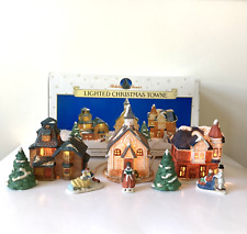 Vtg 1990 Holiday Classics Lighted Christmas Towne Village Houses Paint Porcelain picture
