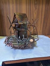Vintage Copper Wind Mill With Soliders On Horses, Music Box, Working picture