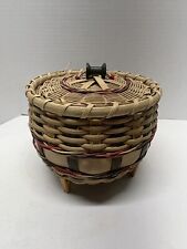 Hand Woven Folk Art Musical Storage Basket With Legs picture