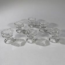Vintage Heisey Scallop Rim Footed Pedistal Open Salt Cellar Clear Glass Set of 6 picture