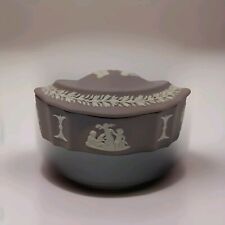 Wedgwood Lilac Jasperware Box Scalloped Curved Dresser Trinket Cherubs England picture