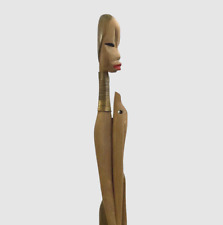 VTG Male Fertility Statue Tall Hand Carved Wooden Phallus Tribal Figure Stick20