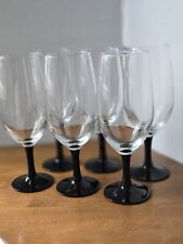  Cristal D'Arques Ice Tea Glasses Black Stem Mid-Century Modern Set Of 6 picture